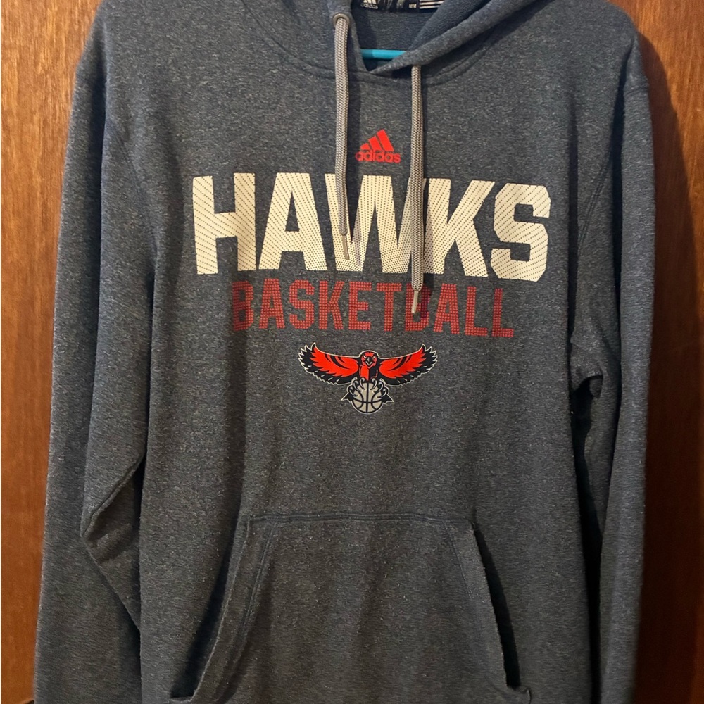 Adidas Gray and Red Hawks Basketball Hoodie